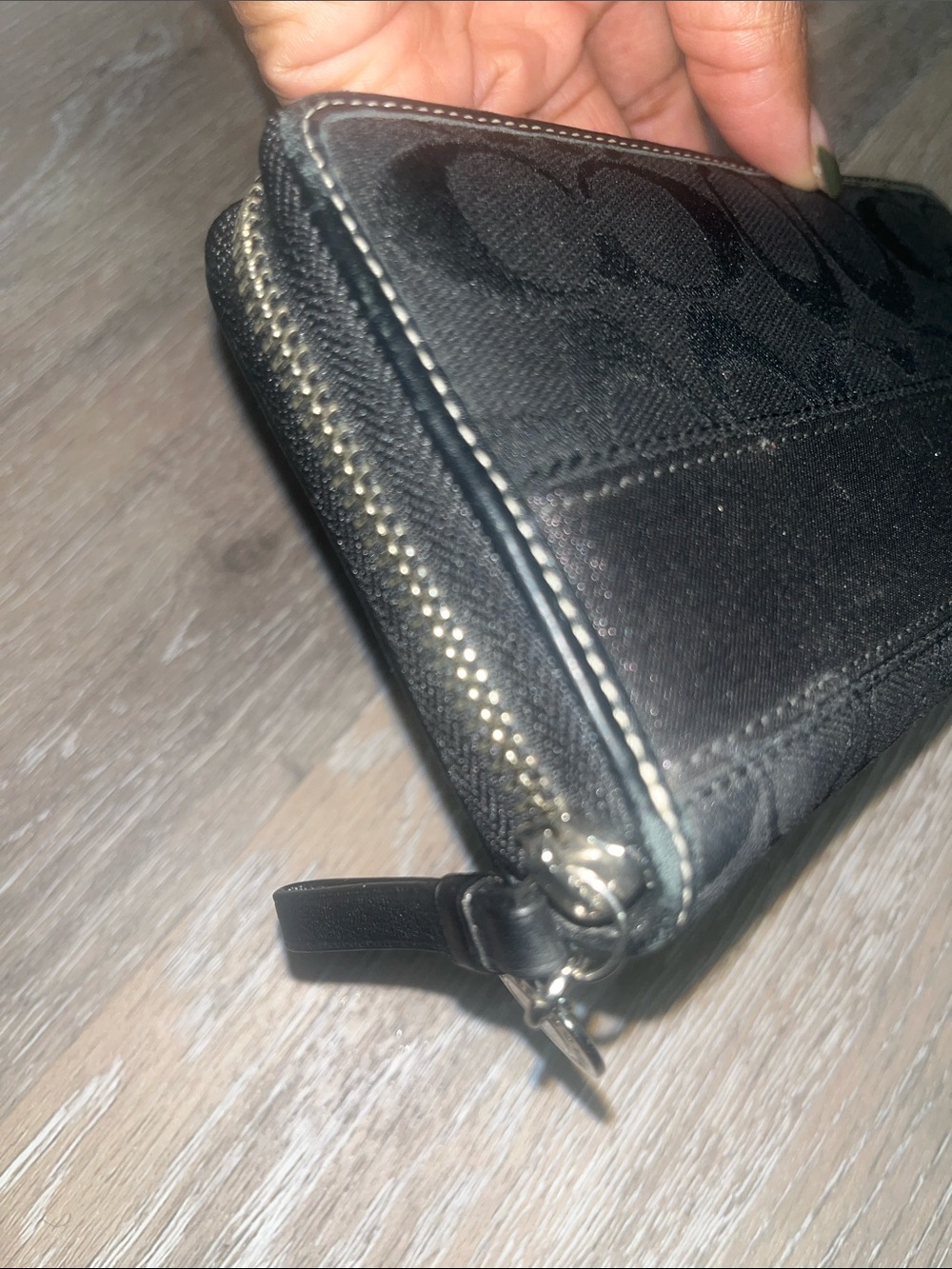 Coach Legacy Stripe Black Silver Gray Canvas Long Wallet Zip Around Signature Cc - Picture 9 of 10